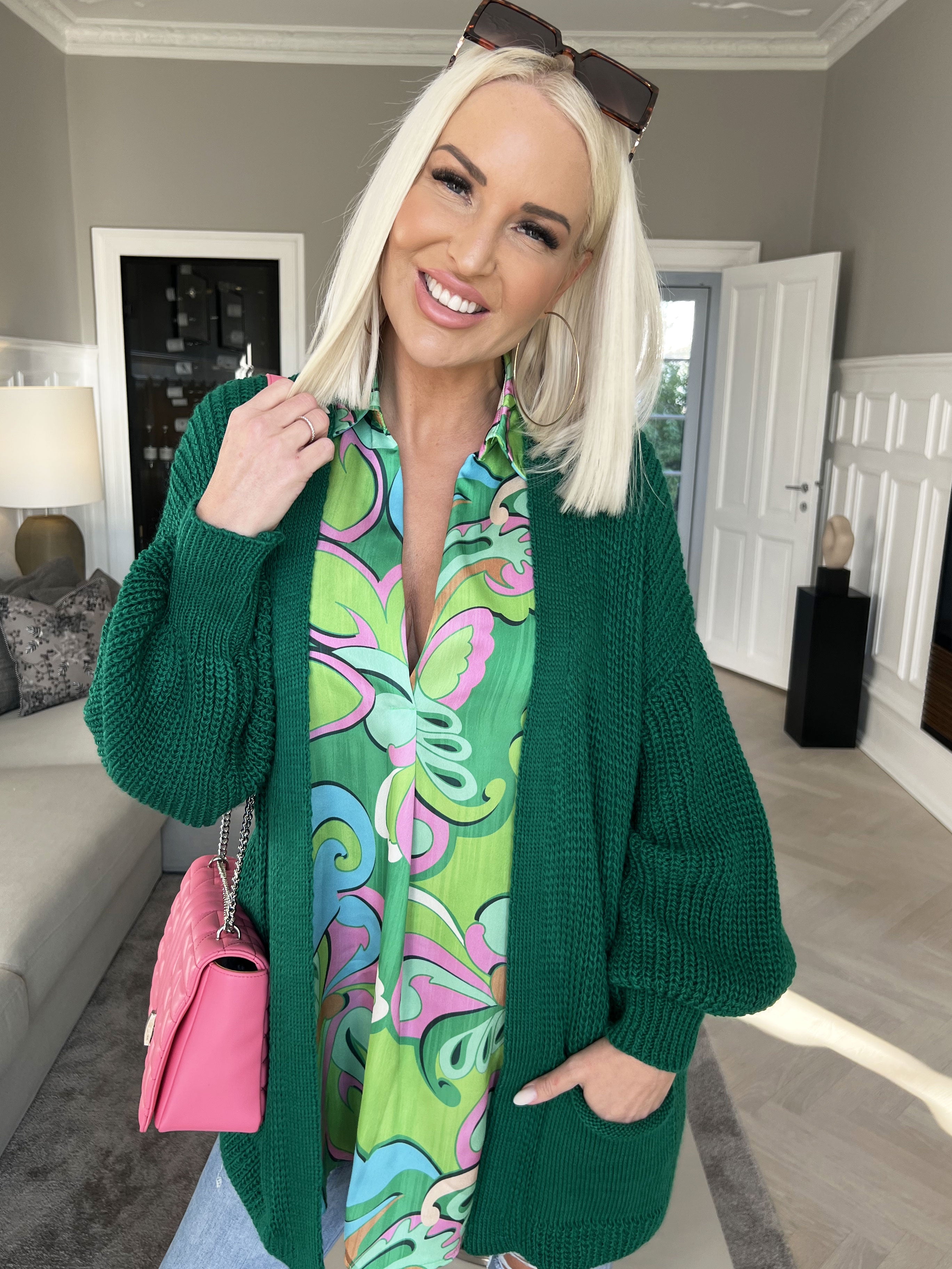 Sally Short - Sød strik cardigan med ballonærmer